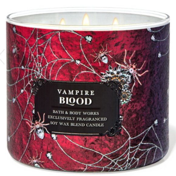 Bath & Body Works Vampire Blood 3-Wick Candle with Skull Decorative Lid - Picture 2 of 4
